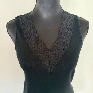 LAUREN Ralph Lauren Black Lace Detail Top